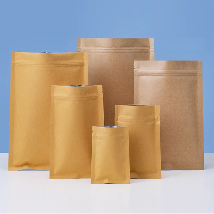 Kraft Paper Three Side Seal Pouches