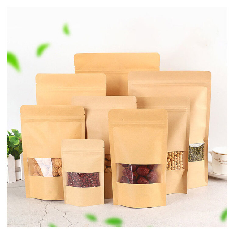 kraft stand up pouches with window