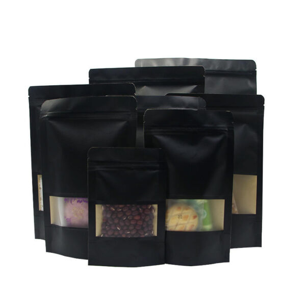 black stand up pouch with window