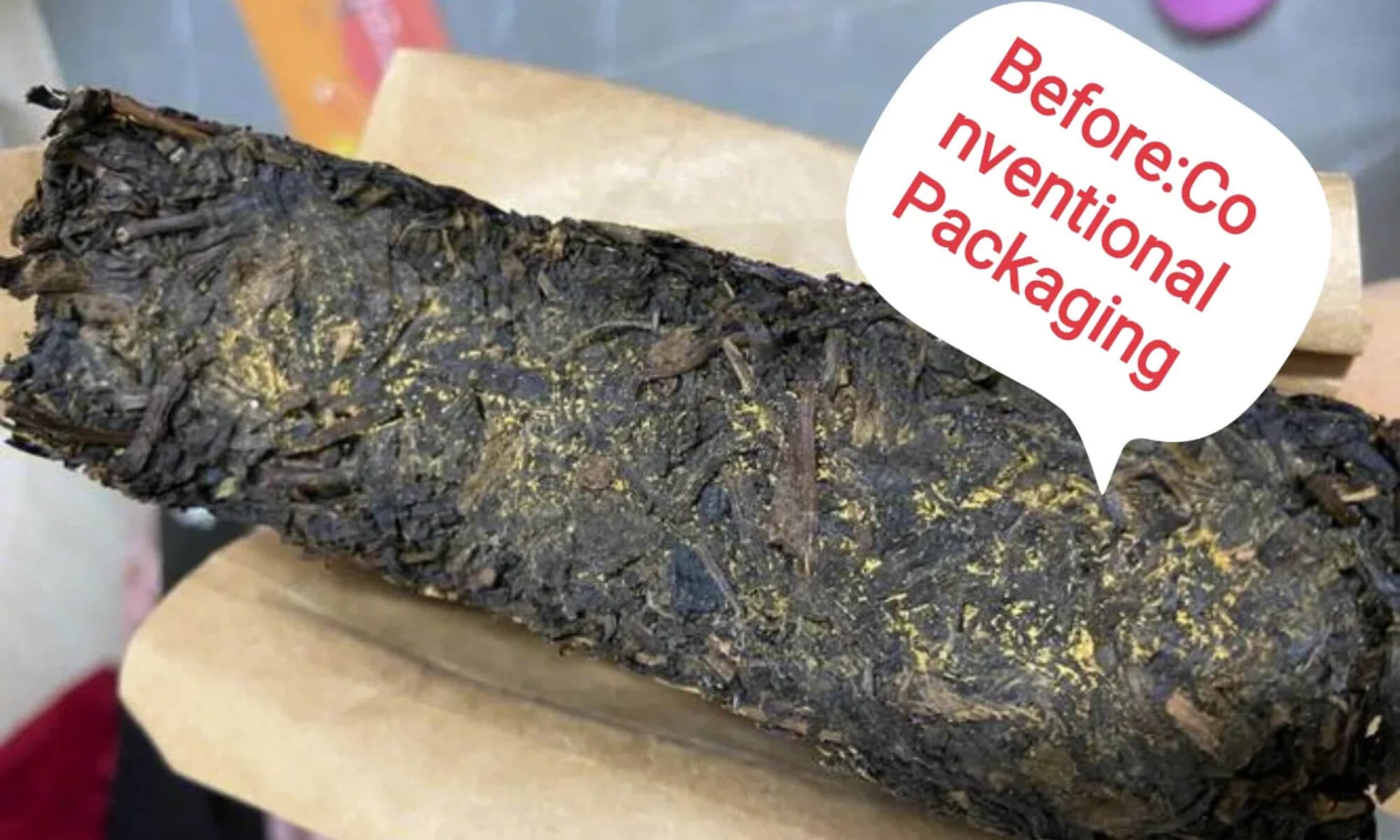 Tea clumping in conventional packaging