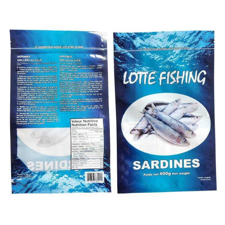 Stand up pouch supplier for frozen seafood