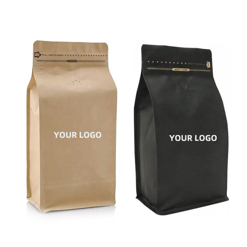 Coffee beans in flat bottom pouch packaging