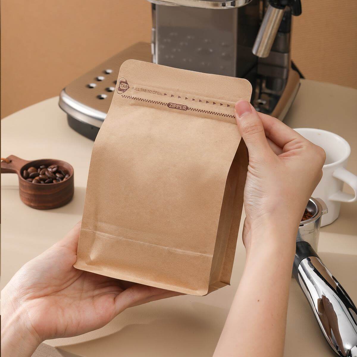 Wholesale coffee bags supplier eco-seal detail