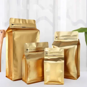 custom gold coffee bags manufacturer