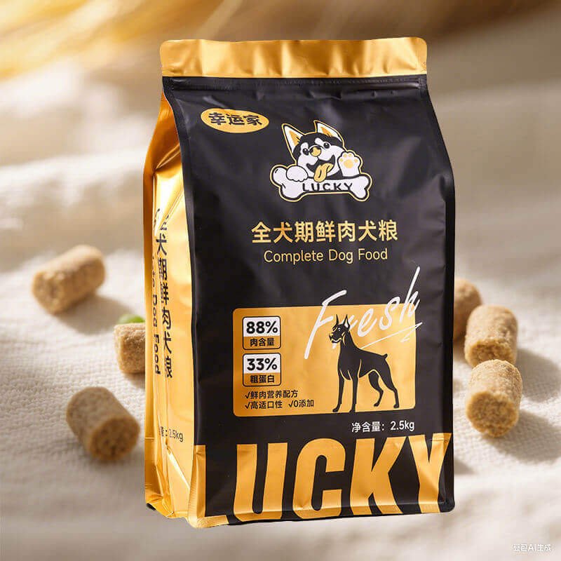 Large format flat bottom pouch for European pet food brand