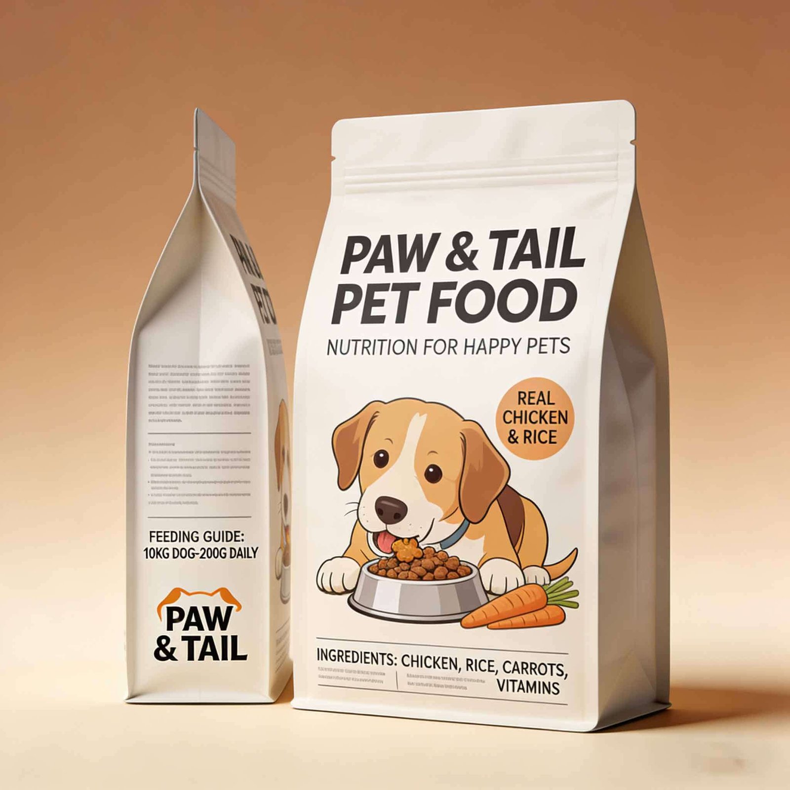 Flat bottom pouch for premium pet food packaging