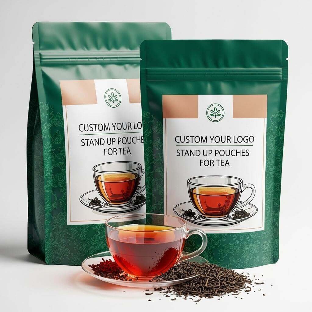 Kraft flat bottom pouch for loose leaf tea