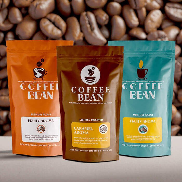 Kraft paper stand up pouch with valve for US coffee brand
