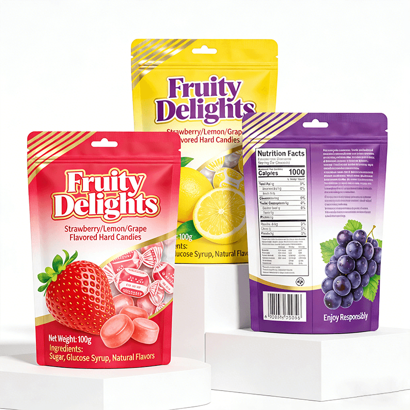 Resealable candy bag with zipper closure