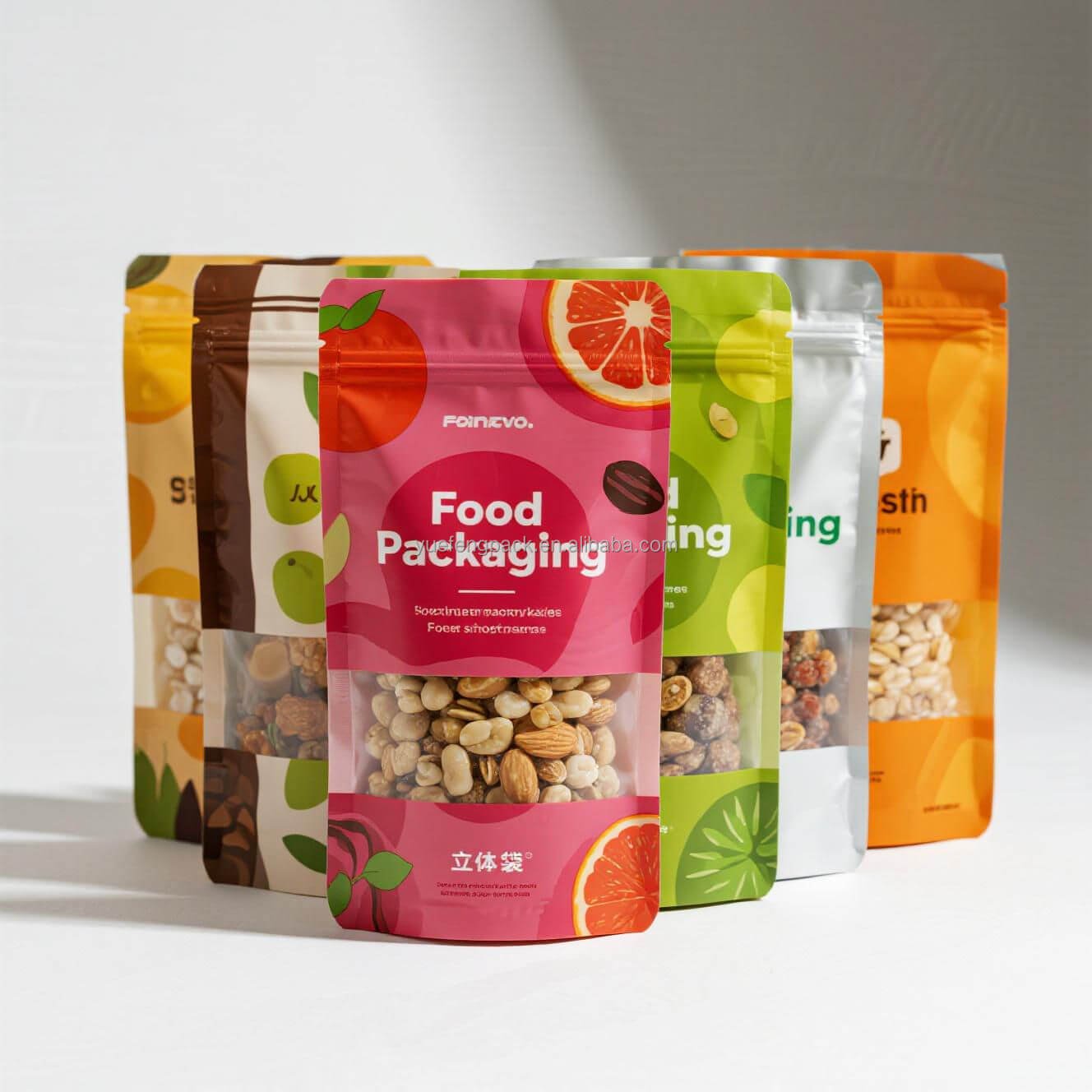 Stand up pouch for nuts with custom printing and zipper
