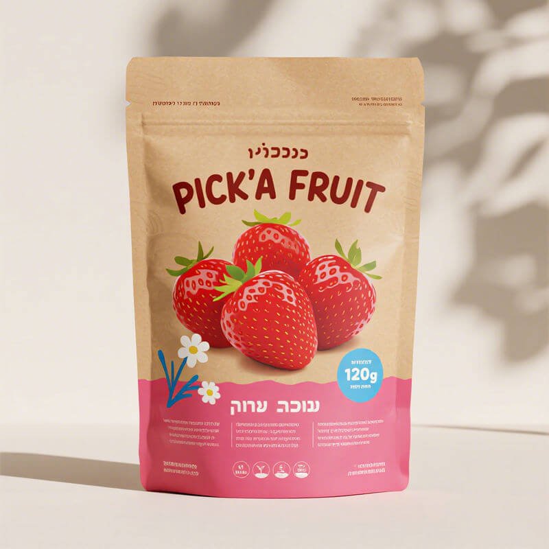 Resealable stand up snack pouches for nuts dried fruits