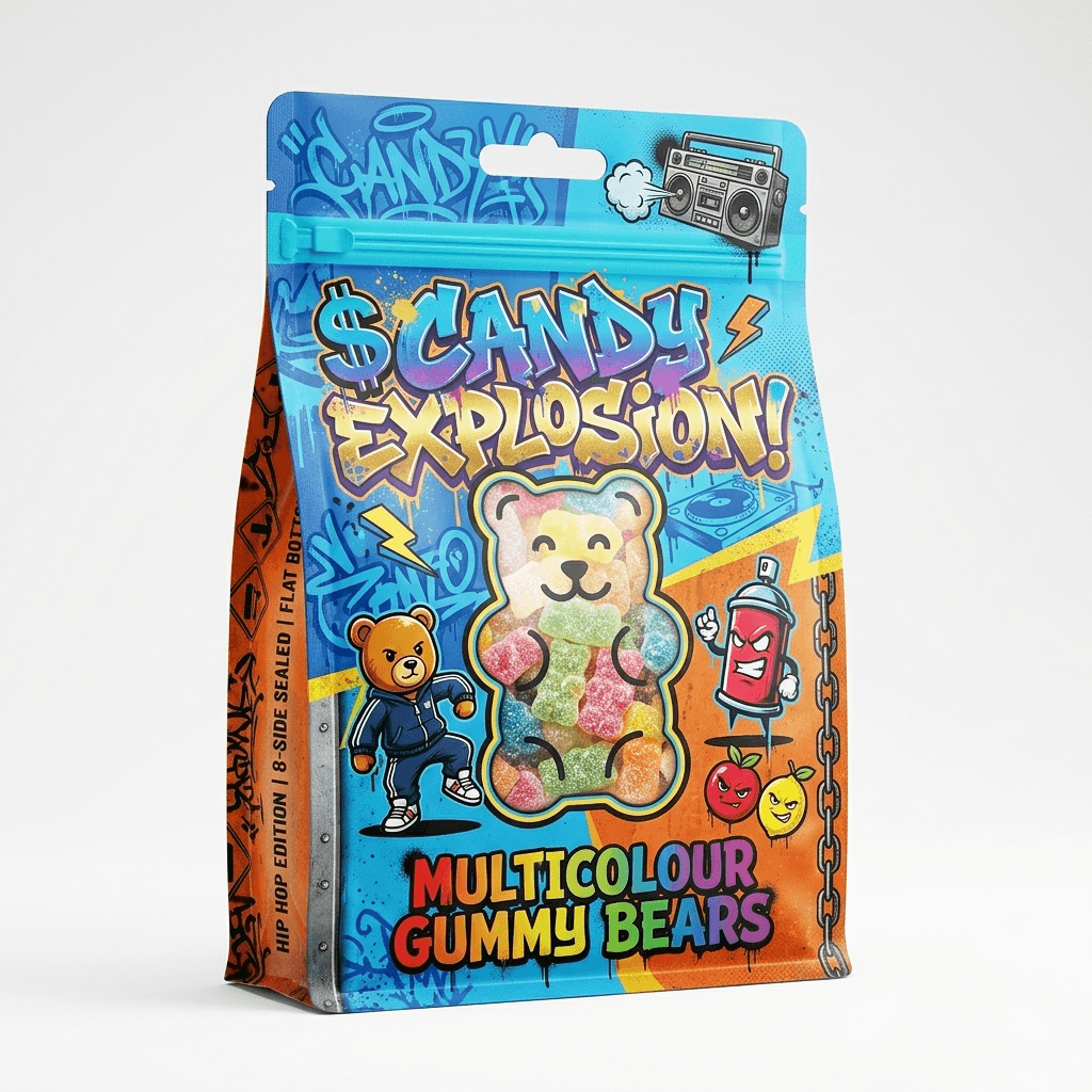 Custom printed candy roll film for automatic packaging machines