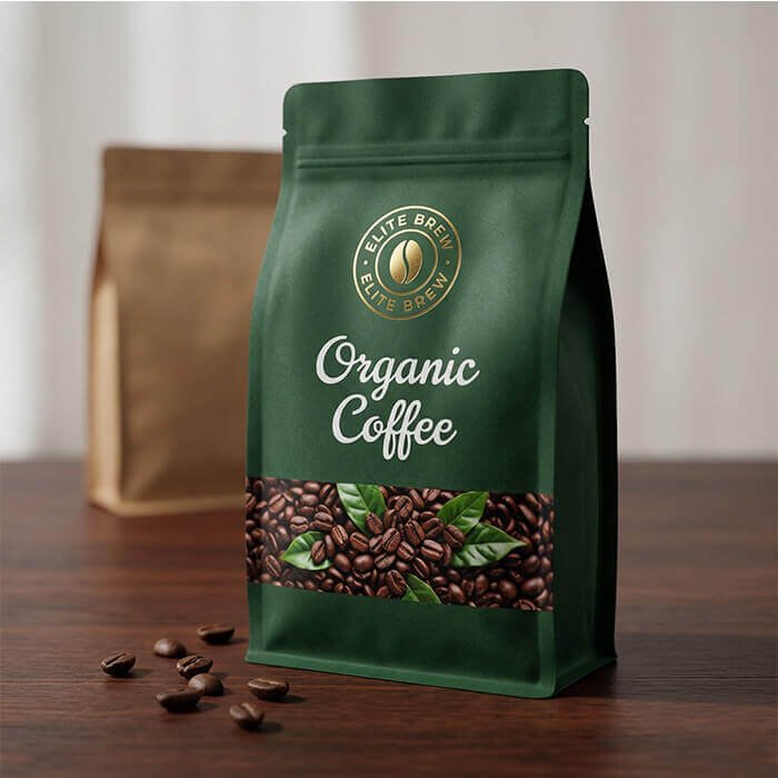 Flat bottom coffee bags box pouches premium coffee packaging manufacturers
