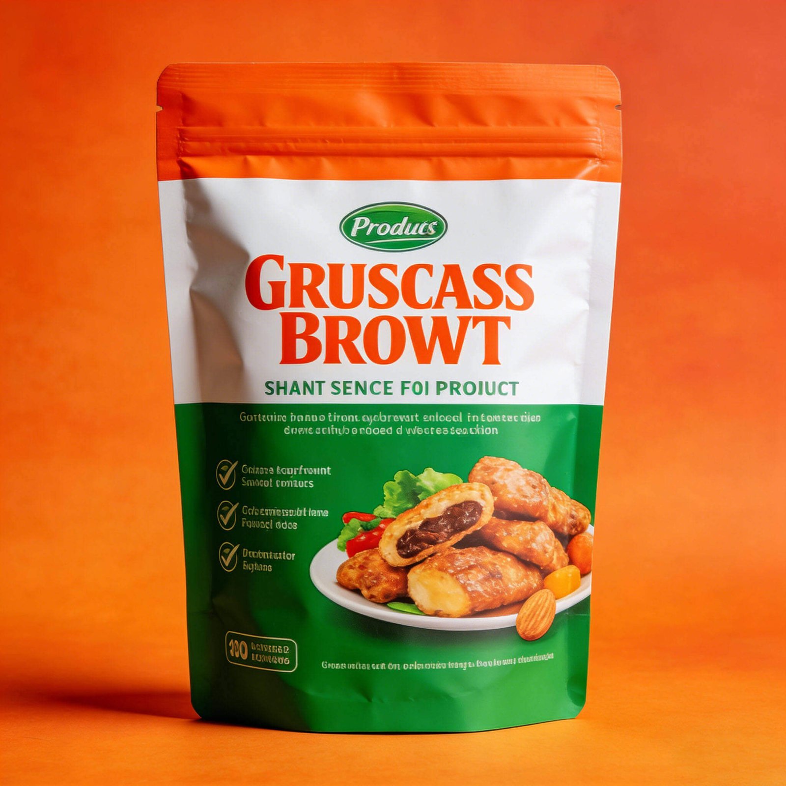 Printed sample of custom stand up pouch for snack packaging