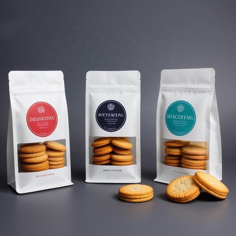 Custom cookie bag with clear window and resealable zipper