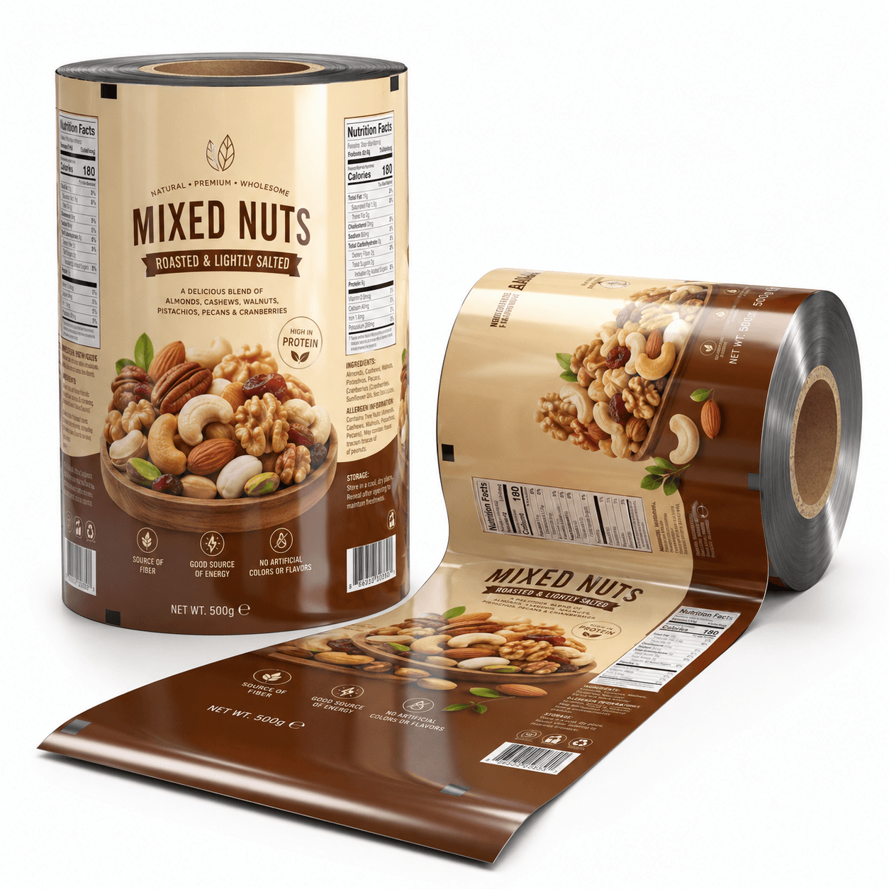 Snack Packaging Roll Films - custom printed laminate for VFFS/HFFS