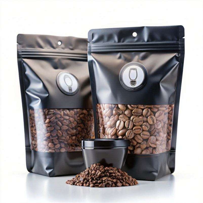 Stand up coffee pouches with zipper and degassing valve - coffee packaging bags manufacturers
