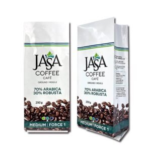 Custom four side seal sachet with four fin seals and a full face printed front panel for single serve portions