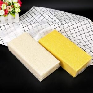 Transparent four side seal vacuum inner pouch for rice with fully clear film showing the grain inside