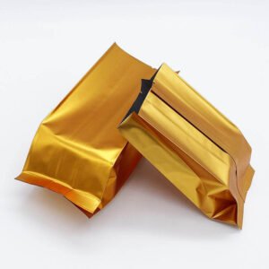 Custom printed center seal gusseted pillow pouch with side gussets for bulk snack and pet food packaging