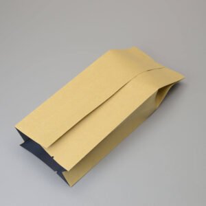 Kraft paper laminated center seal pillow bag with a natural uncoated look for organic nut and snack brands
