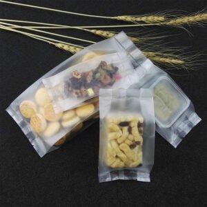 Center seal pillow bag with a tear notch for controlled hand opening without scissors